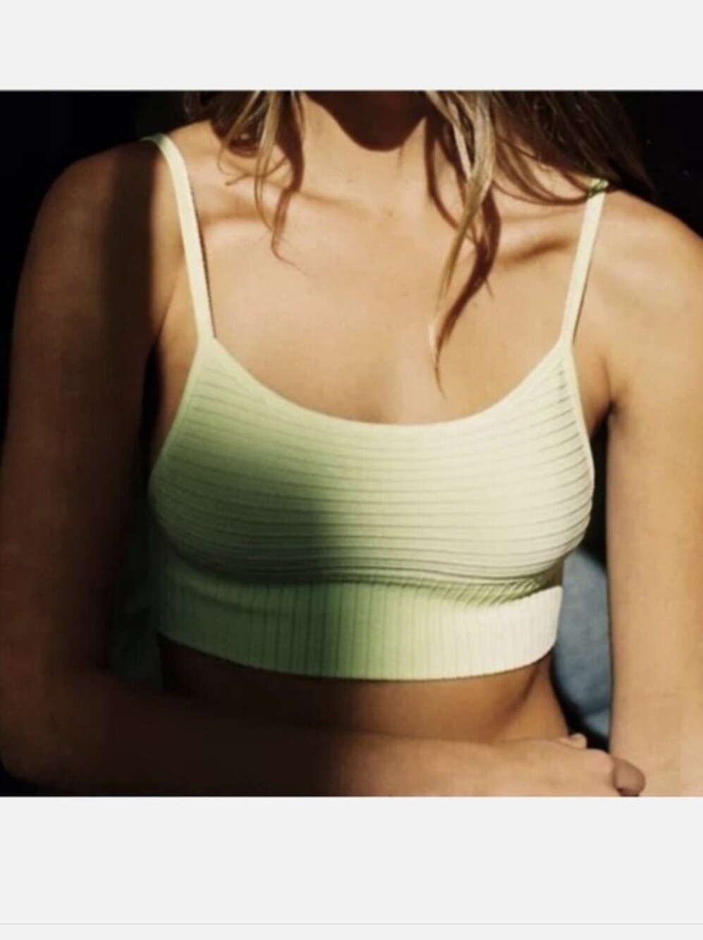 Urban Outfitters Ribbed Spaghetti-Strap Bandeau in Light Green